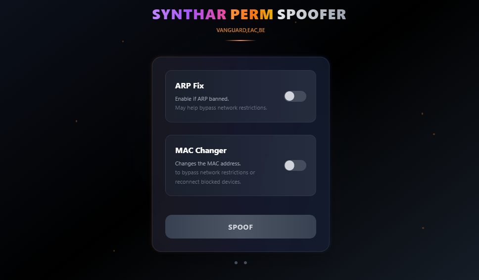 Synthar Spoofer Interface